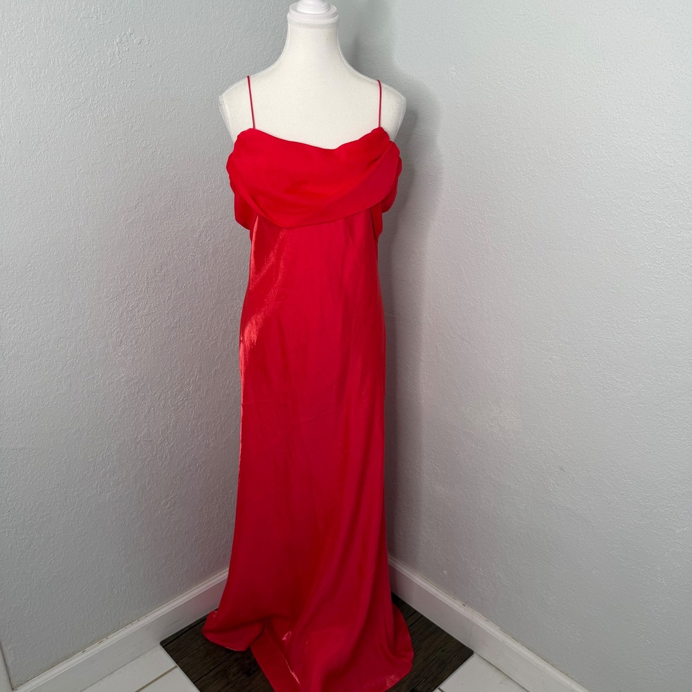 Camille‎ La Vie Red k Evening Gown Draped Bow Back Formal Dress 14W 98450